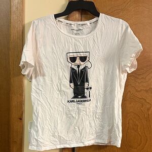 Karl Lagerfeld White Tee with Iconic Graphic